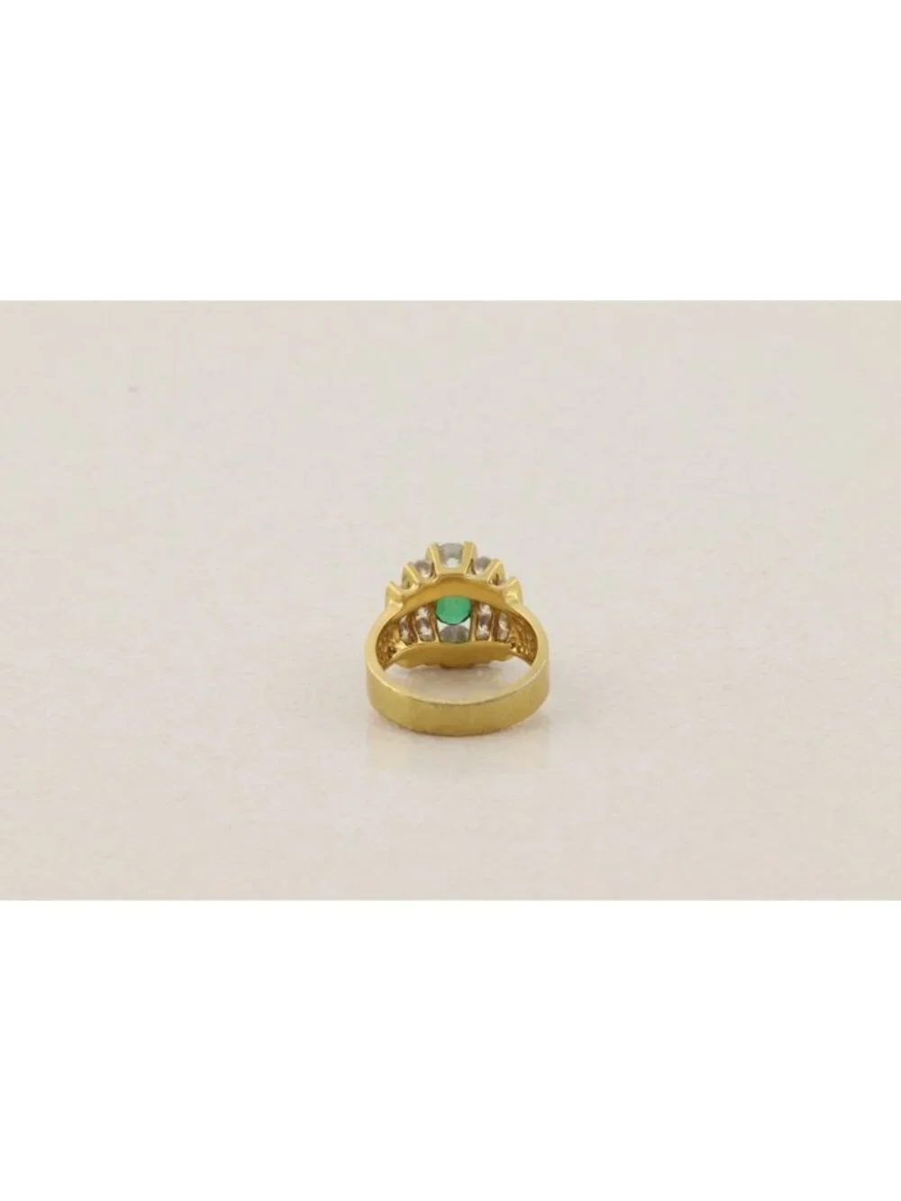 18k Gold Over Sterling Silver Lab Created Emerald & Cubic Zirconia Ring Size 7